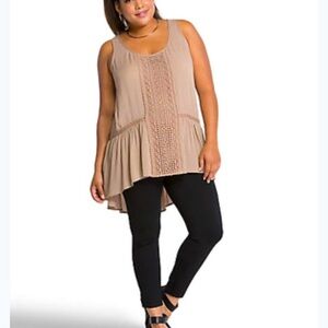 Torrid Tan Sleeveless Crochet Tunic